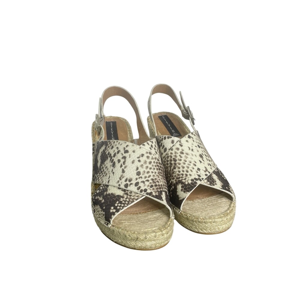 Steve Madden Steven Stelarr 9.5 Slingback Snake Print Wedge Open Toe Espadrille
